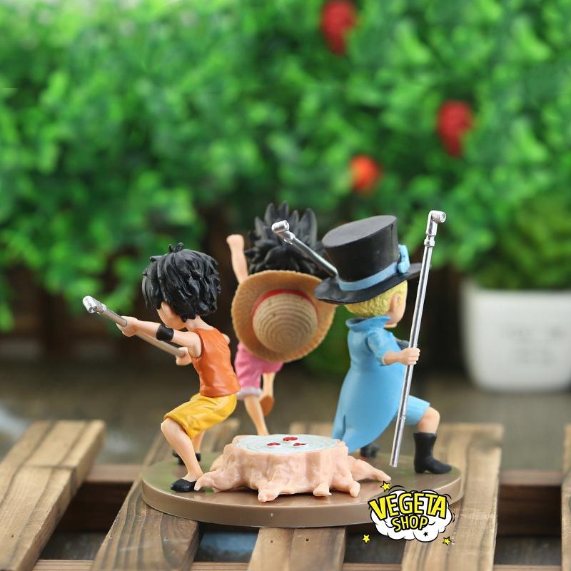 Mô hình One Piece - Set 3 anh em Sabo Portgas D Ace Monkey D Luffy hồi nhỏ - Có 2 loại đế chung và riêng - Cao 9~10 cm