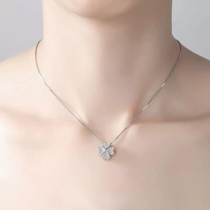 Dây chuyền bạc Ý, Vòng Cổ Bạc TNC JEWELLERY 925 Cỏ Bốn Lá May Mắn Cho Nữ