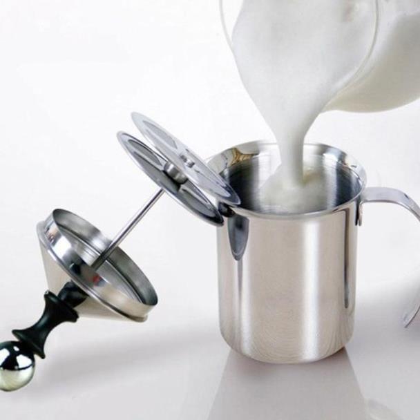 Ca đánh bọt sữa lạnh latte inox 2 lớp 400ml (bình sục sữa lạnh inox làm cà phê bọt)