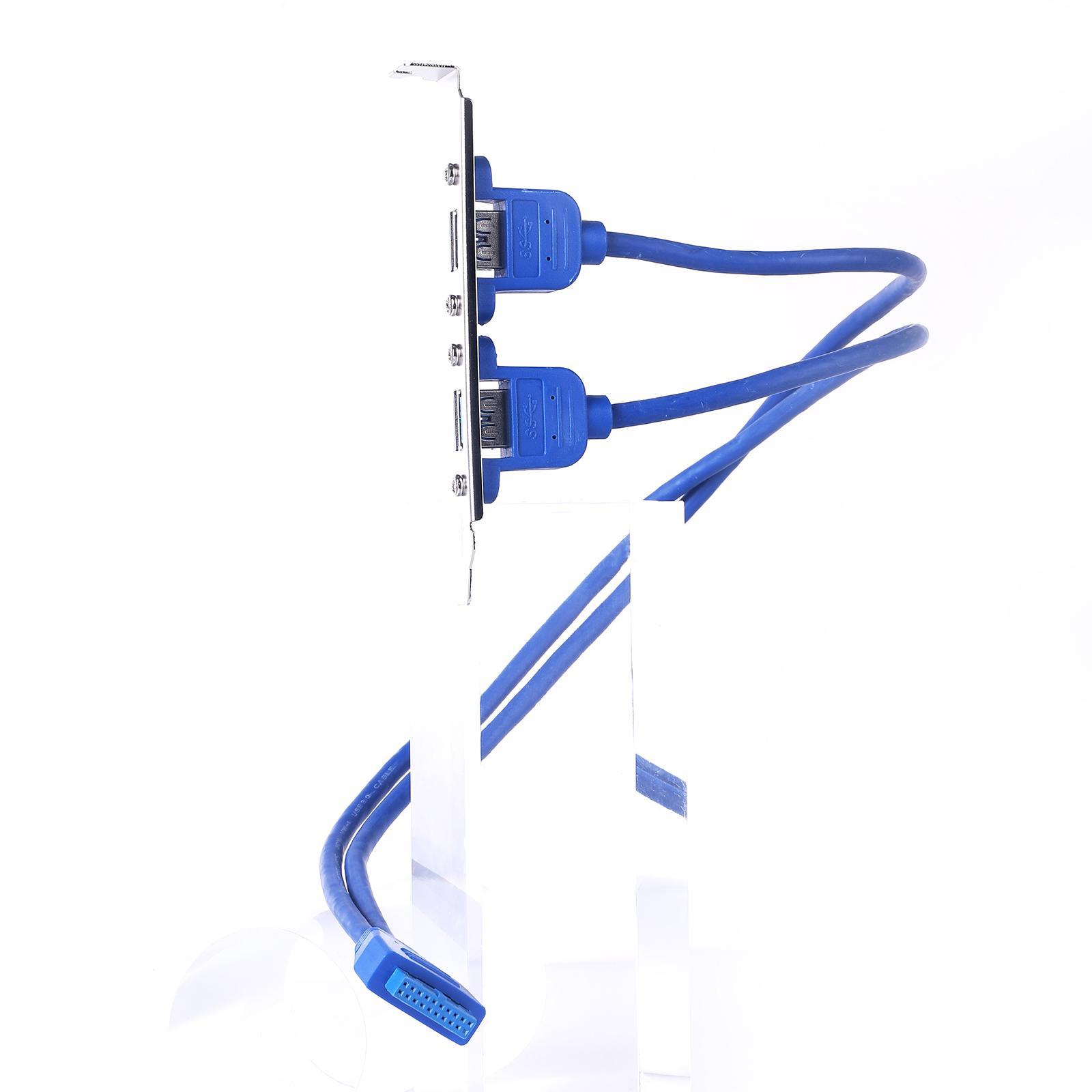 Dual 2 Ports USB 3.0 Back Panel to 20pin Header Cable with PCI Plate Bracket