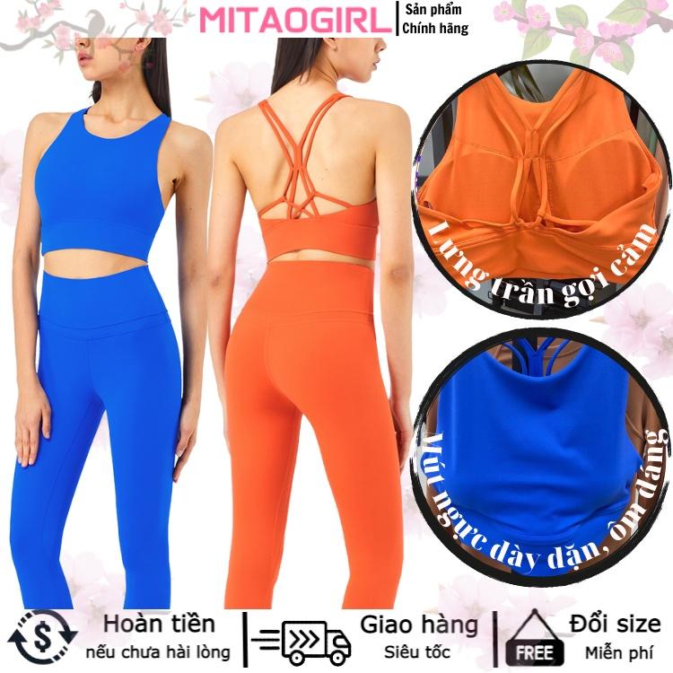 Áo bra tập gym nữ Mitaogirl, có sẵn mút ngực, lưng trần, siêu co giãn, tôn dáng, chất liệu dệt kim thoáng mát