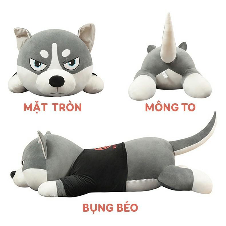 Gấu Bông Chó Husky Mặt Ngáo - Gối Ôm Chó Ngáo Siêu Top Khổng Lồ Size 1m5/1m2/1m/80cm