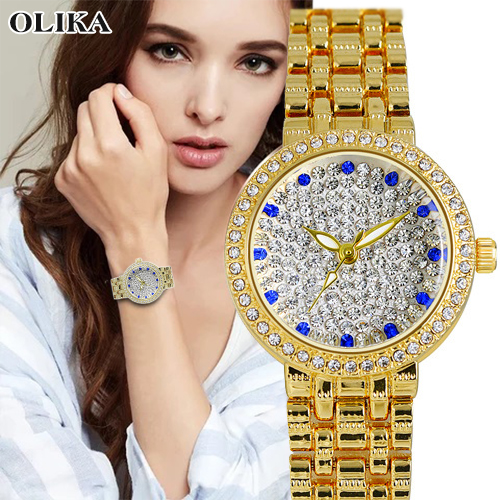 Đồng hồ nữ OLIKA 8833 JAPAN  Đính Đá Sang Trọng - Tặng Kèm Pin ĐH Dự Phòng