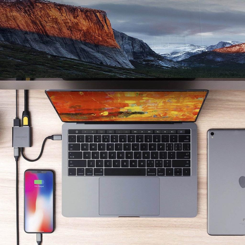 CỔNG CHUYỂN HYPERDRIVE 4K HDMI 3-IN-1 USB-C HUB DÀNH CHO  MACBOOK, SURFACE, PC &amp; DEVICES – HD259A - Hàng Chính Hãng