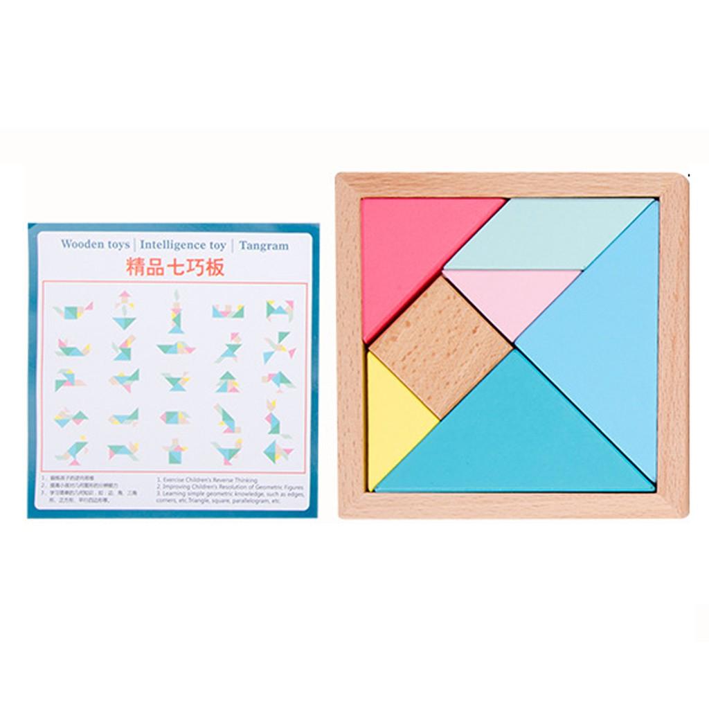 Bộ Xếp Hình Trí Uẩn TANGRAM Màu Hông Babo Đồ Chơi Thông Minh Bằng Gỗ Cho Bé