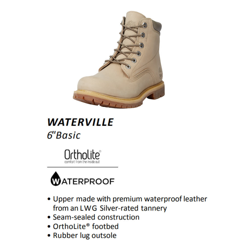 Timberland Giày Boot Nữ - Women’s Waterville 6-Inch Waterproof Boot Light Beige Nubuck TB0A2M26HJ
