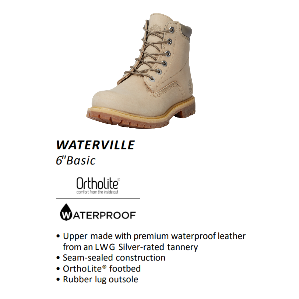 [Original] Timberland Giày Boot Nữ - Women’s Waterville 6-Inch Waterproof Boot Light Beige Nubuck TB0A2M26HJ