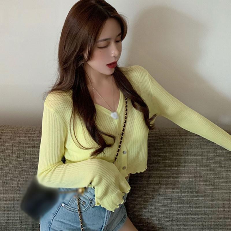 Áo Khoác Cardigan Tay Dài Cổ Chữ V Chống Nắng Thời Trang Cho Nữ