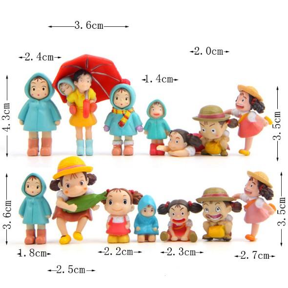 Các mẫu mô hình em bé áo mưa, chị cõng em chơi đùa trang trí tiểu cảnh, móc khóa, DIY