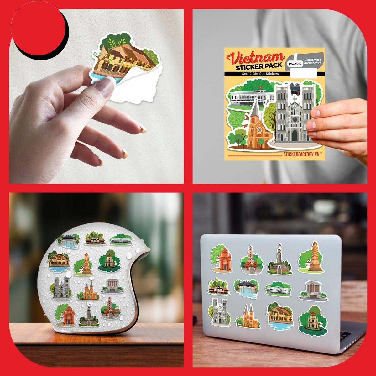 Bộ 12 Hình Dán Vietnamese Architecture - Die Cut Sticker Pack - Stickerfactory PACK0010