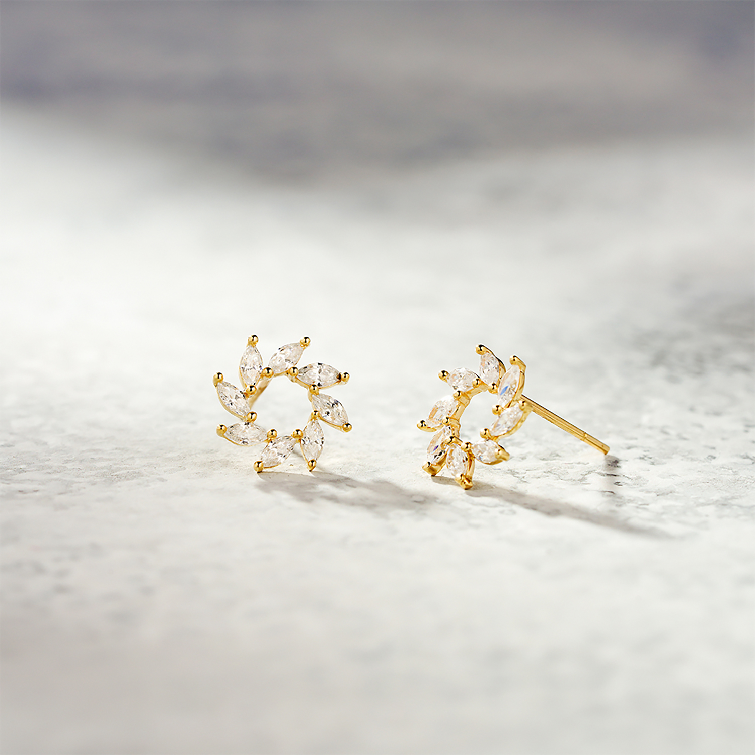 Bông Tai Nữ Vàng 14K BTAM97 Huy Thanh Jewelry
