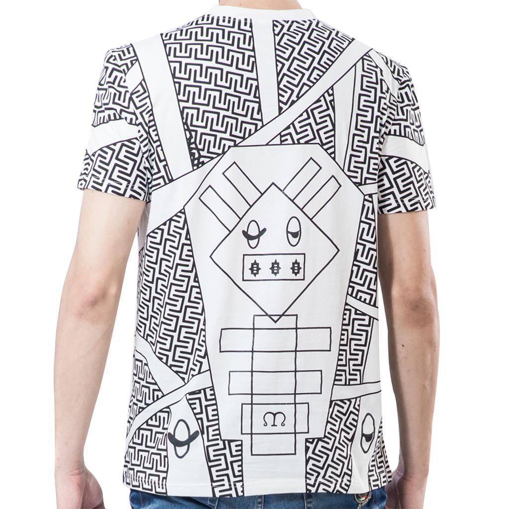 Men's Casual Geometric Animal Graphic T-shirt V Neck Short Sleeves Cotton Tee Tops