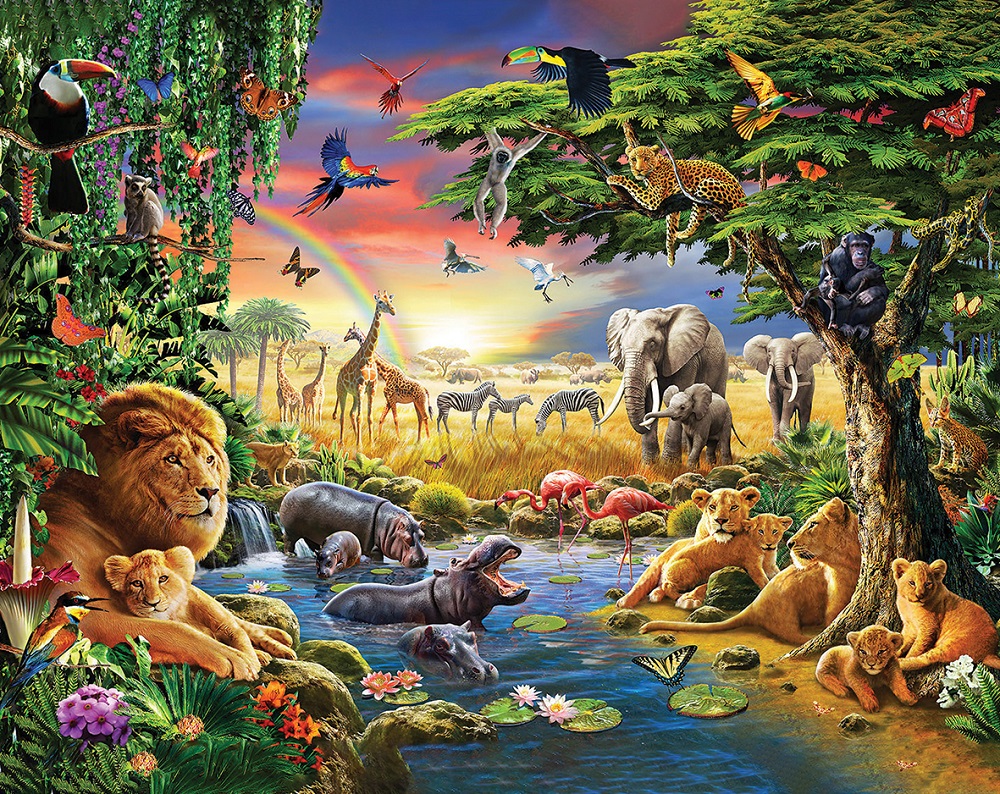 Bộ Tranh Xếp Hình Minh Châu 500 Mảnh – Jungle Animals (Kích Thước 40x50cm)