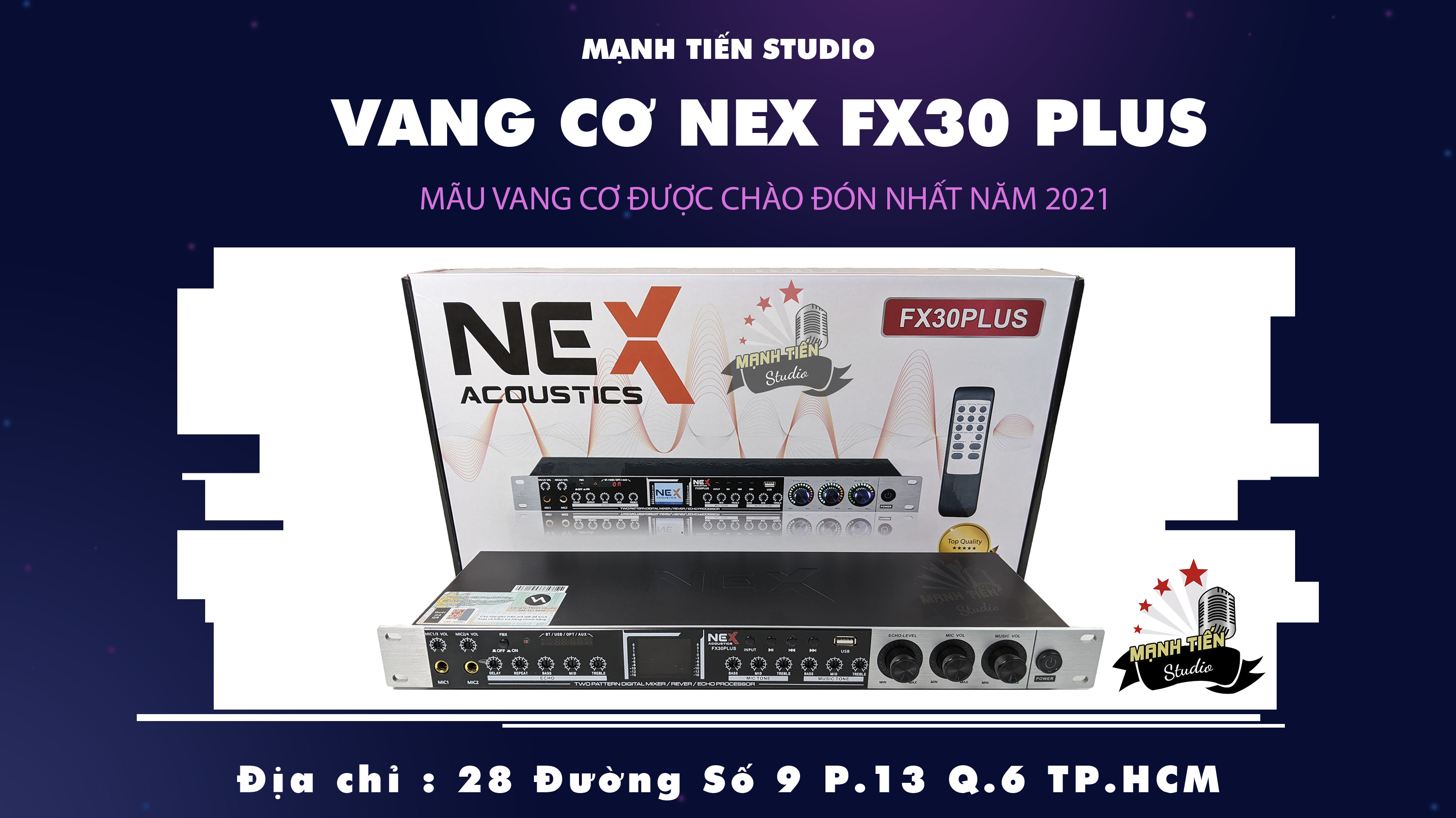 Vang Cơ Nex FX30 Plus Bluetooth Phiên Bản 2021 - Vang Cơ Karaoke Chống Hú, Echo Nhẹ Mượt Mà, Cổng Sub Riêng Biệt, Âm Thanh Tiêu Chuẩn - Bluetooth 5.0, Cổng Quang Optical - Thiết kế sang trọng, cao cấp - Hàng nhập khẩu