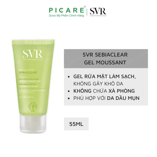 Sữa Rửa Mặt Không Chứa Xà Phòng Dành Cho Da Nhờn Mụn SVR Sebiaclear Gel Moussant 55ml 