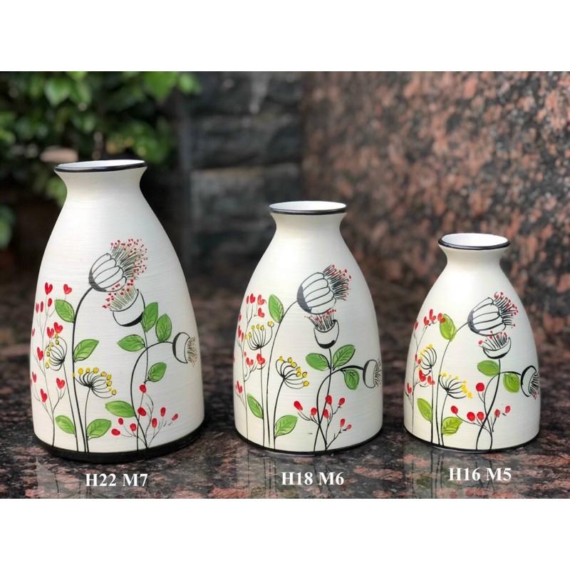 Set 3 bình cắm hoa-trang trí decor. Gốm sứ Bát Tràng.