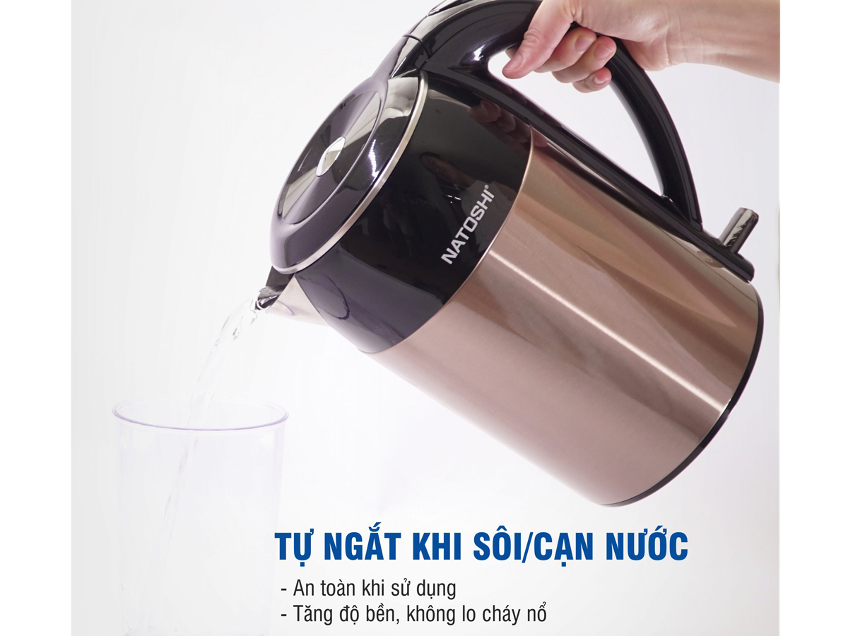 Ấm siêu tốc Natoshi NS-08 - 1.8 lít - Hàng chính hãng