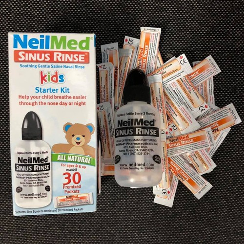 Bình (Bộ Dụng Cụ) Xịt Rữa Mũi Xoang Cho Bé Neilmed Sinus Rinse Paediatric Starter Kit (1 bình + 30 gói hỗn hợp muối rửa)