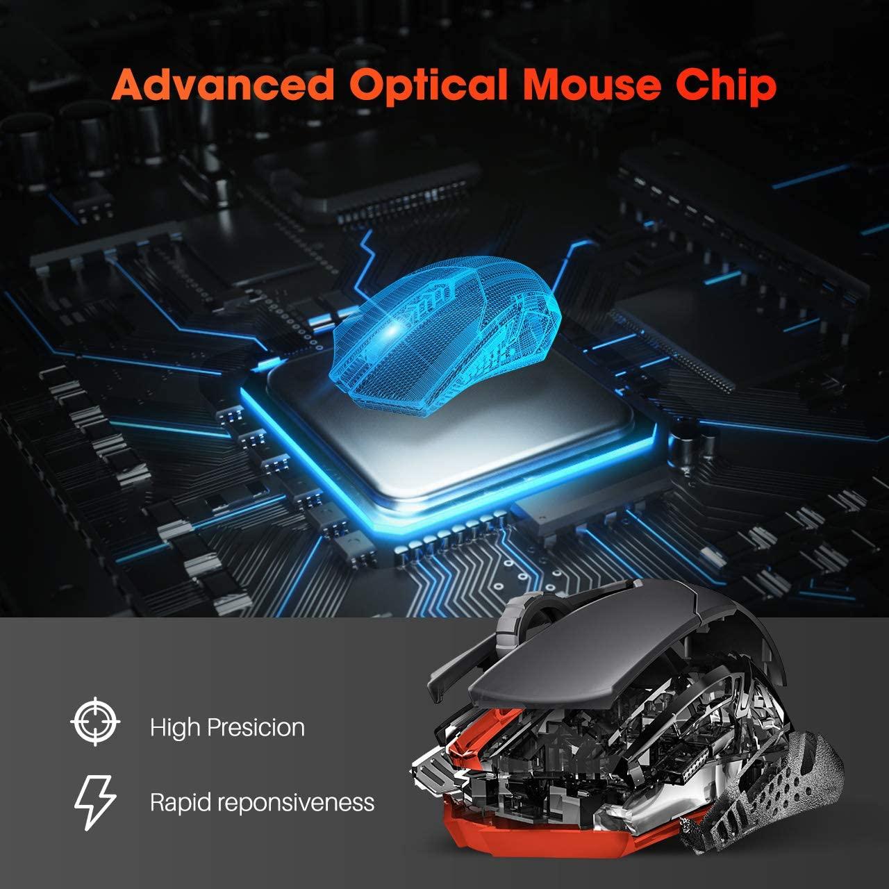 VicTsing PC066 Chuột Chơi Game Không Dây Độc Đáo Silent Click RGB Thở Backlit 2400 DPI Công Thái Cầm 7 Nút Chuột