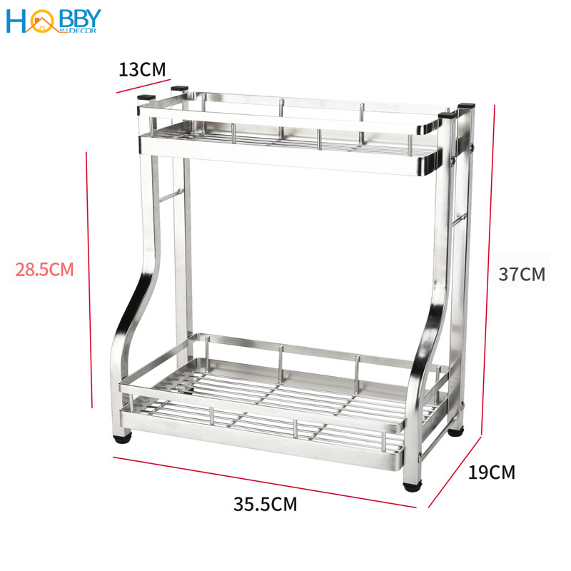 Kệ đựng gia vị 2 tầng Inox 304 HOBBY Home Decor GV2T không rỉ sét và có chân chống trượt