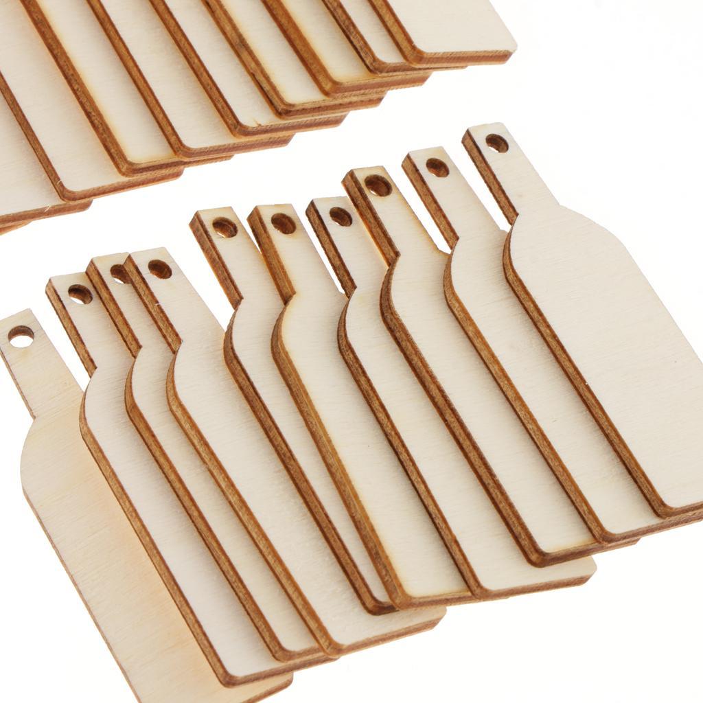 3-14pack 50 Pieces Blank Wooden Wine Bottle Cutout Gift Tags Label Ornament DIY
