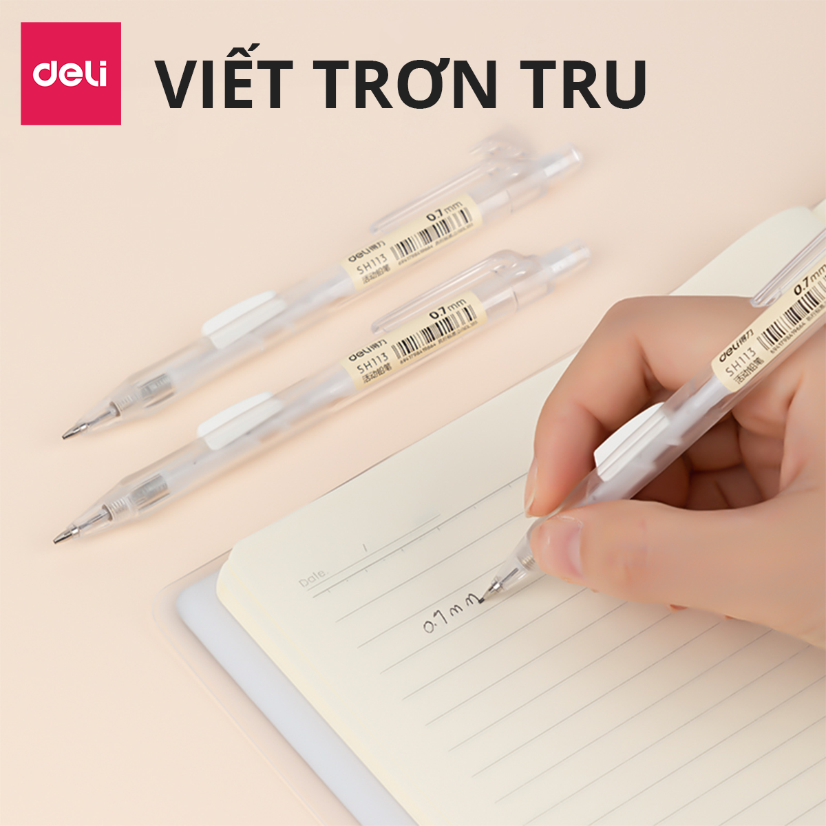 Bút Chì Kim Cơ Học Vỏ Trong Suốt 0.5mm 0.7mm Deli - Cao Cấp Kèm Đầu Tẩy Dành Cho Học Sinh Văn Phòng - SH102 SH103 SH112 SH113