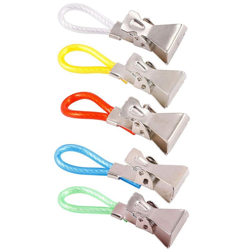 5Pcs/Set Clothes Pegs Metal Stainless Colorful Steel Clothespins Kitchen Bathroom Organize Laundry Tea Towel Hanging Clips Loop