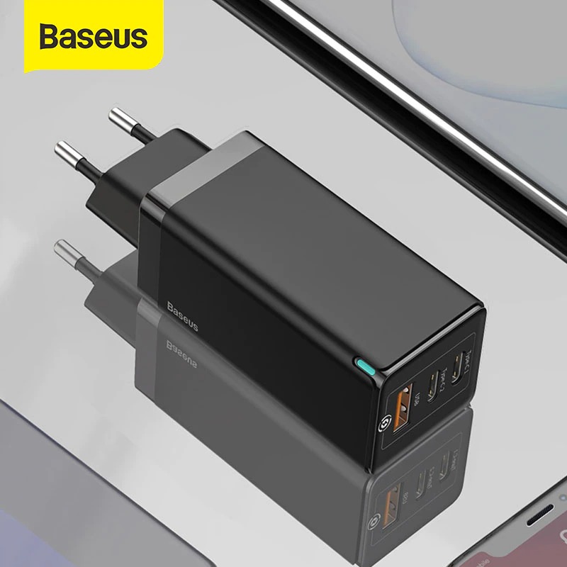 Bộ sạc nhanh đa năng thế hệ mới Baseus GaN Travel Quick Charger 65W cho Smartphone/ Tablet/ iPad/ Macbook/ Laptop, Kèm cáp sạc C to C 100W) - Hàng Chính Hãng