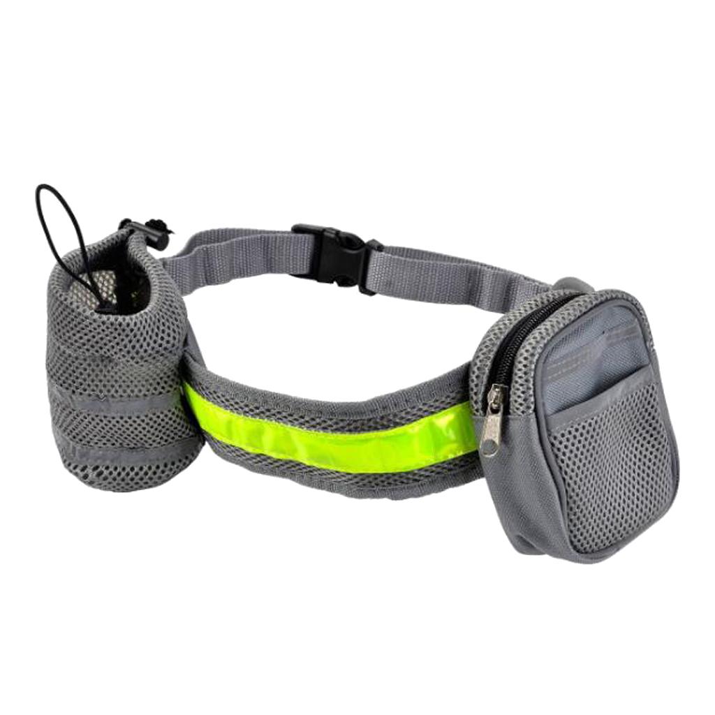 Dog Leash Lead w/ Waist Pouch Handsfree Reflective Buckle Belt Harness