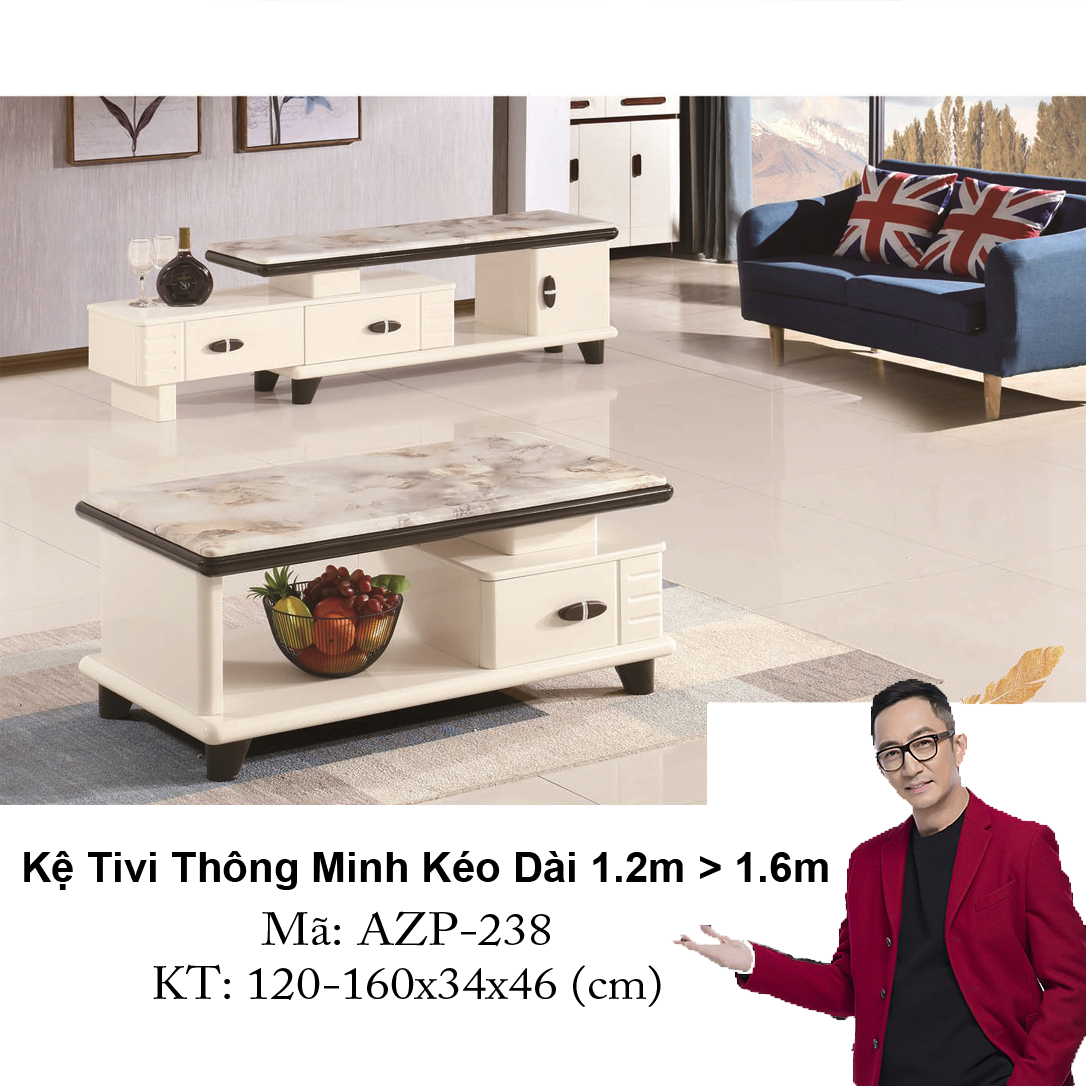 Kệ Tivi Mặt Đá Thông Minh Kéo Dài AZP-TV238 / Dòng Cao Cấp