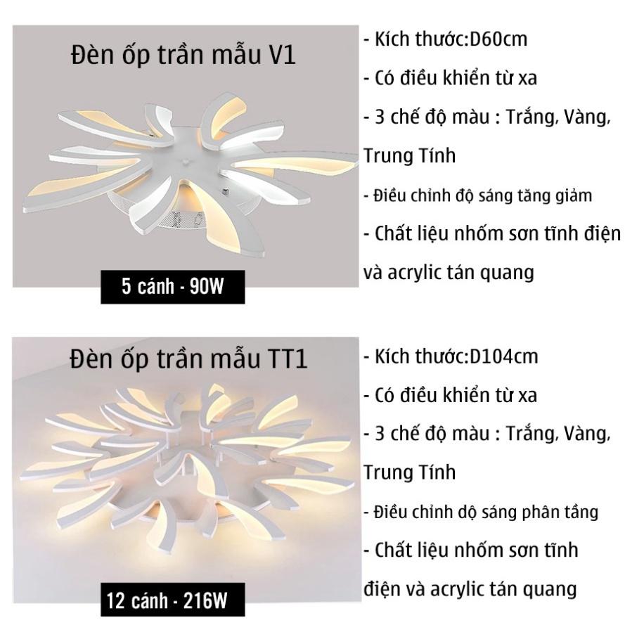 Đèn Ốp Trần đèn LED chiếu sáng Ốp Nổi Trần Thạch cao quý Sáng Mẫu V1 TT1 tô điểm phòng tiếp đón khách 3 cách thức Sáng