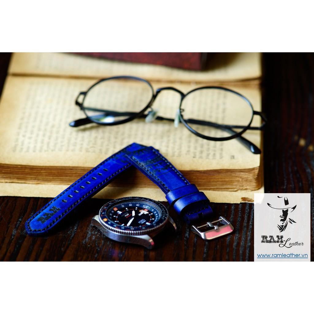 DÂY ĐỒNG HỒ TRỐNG ĐỒNG DA BÒ Ý XANH NAVY - RAM TRỐNG ĐỒNG NAVY - ĐỦ SIZE