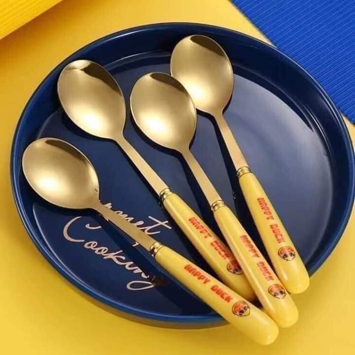 SET 6 THÌA INOX VỊT VÀNG DUCK KÈM HỘP, MUỖNG VỊT VÀNG SET 6 KÍCH THÍCH ĂN UỐNG CHO BÉ - HÀNG NHẬP KHẨU
