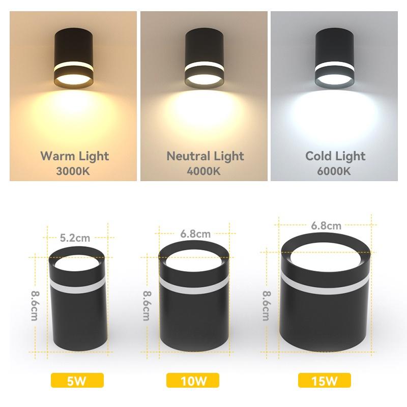 Đèn Downlight âm trần gắn trên bề mặt Đèn chiếu điểm 5/10/15w Cob Led Spot Đèn chiếu sáng trên trần Đèn chiếu sáng cho nhà bếp phòng ngủ