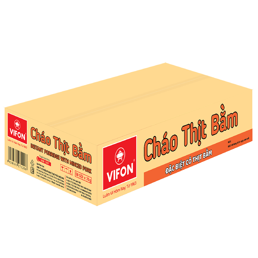 Thùng 50 Cháo Thịt Bằm VIFON có có Gói Thịt Thật 27gr (70g / Gói)