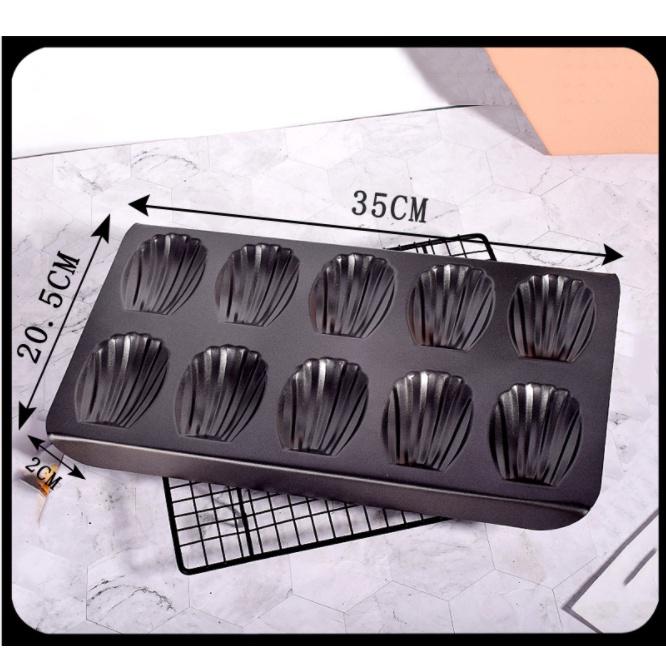 Khay Madeleines khuôn nướng bánh chống dính 10 bánh hình vỏ sò cao cấp - TRAY10MADELEIN