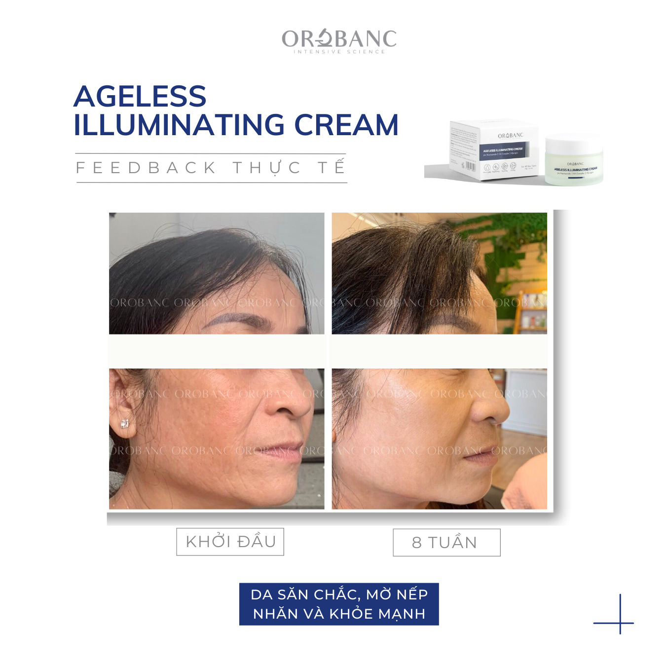 Kem dưỡng ẩm, phục hồi, sáng da và chống lão hóa - Orobanc Ageless Illuminating Cream 40GR