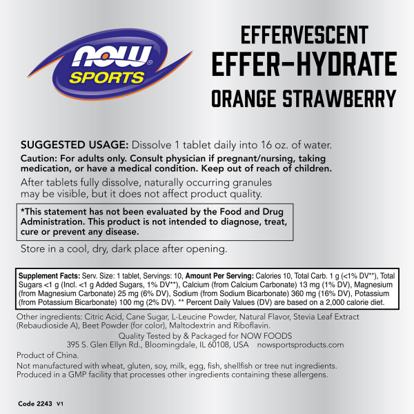 Effer-Hydrate Effervescent Orange Strawberry | VIÊN BÙ KHOÁNG PHỤC HỒI NHANH, Sử dụng cho người luyện tập thể thao