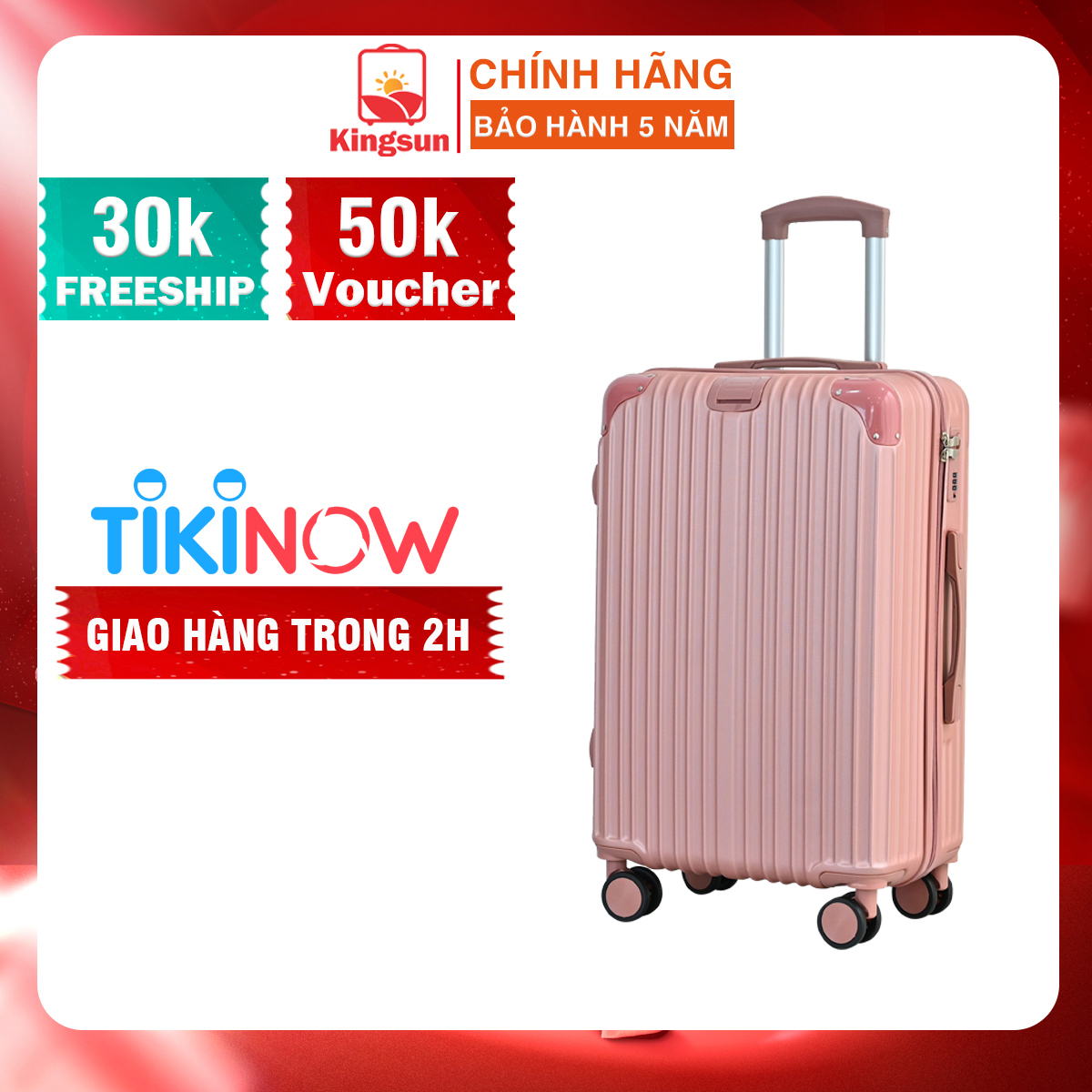 Vali du lịch kéo Kingsun cao cấp Size 24inch KS-033 - Vàng Hồng