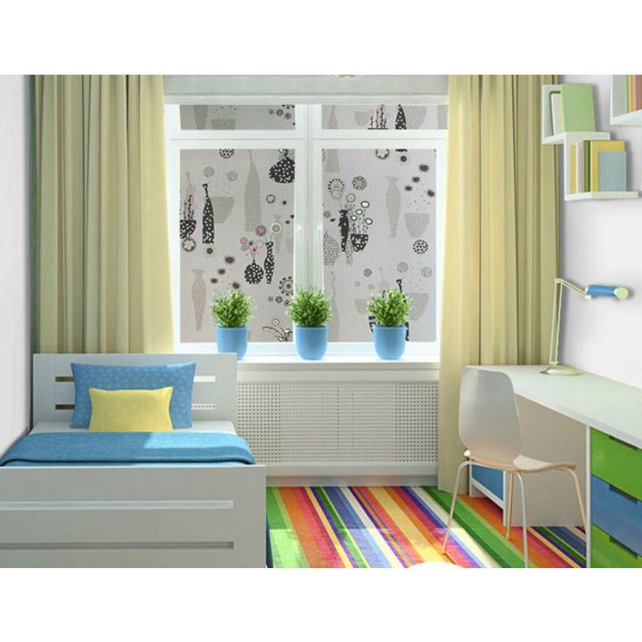 5M Giấy Dán Kính Họa Tiết bình hoa nghệ thuật Không Cần Keo - Khổ 0.6m