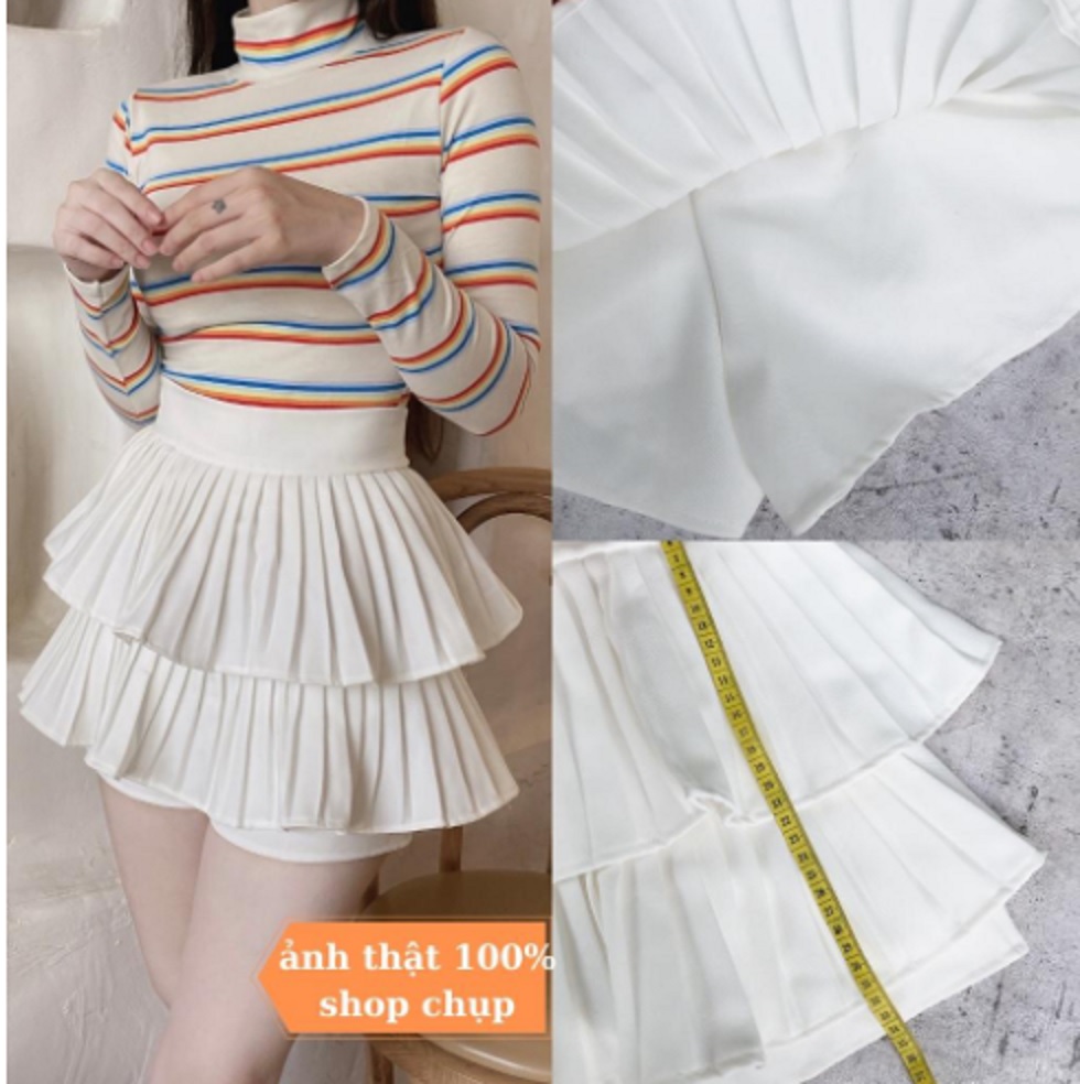 Chân Váy Xếp Ly 2 Tầng Siêu Hot Có Kèm Quần Trong