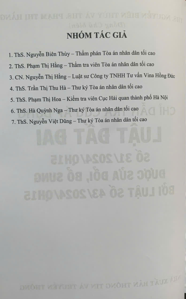 Chỉ dẫn tra cứu áp dụng Luật Đất Đai số 31/2024/QH15 được sửa đổi, bổ sung bởi luật số 43/2024/QH15