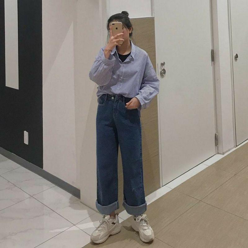 Quần Jeans ống rộng Ulzzang