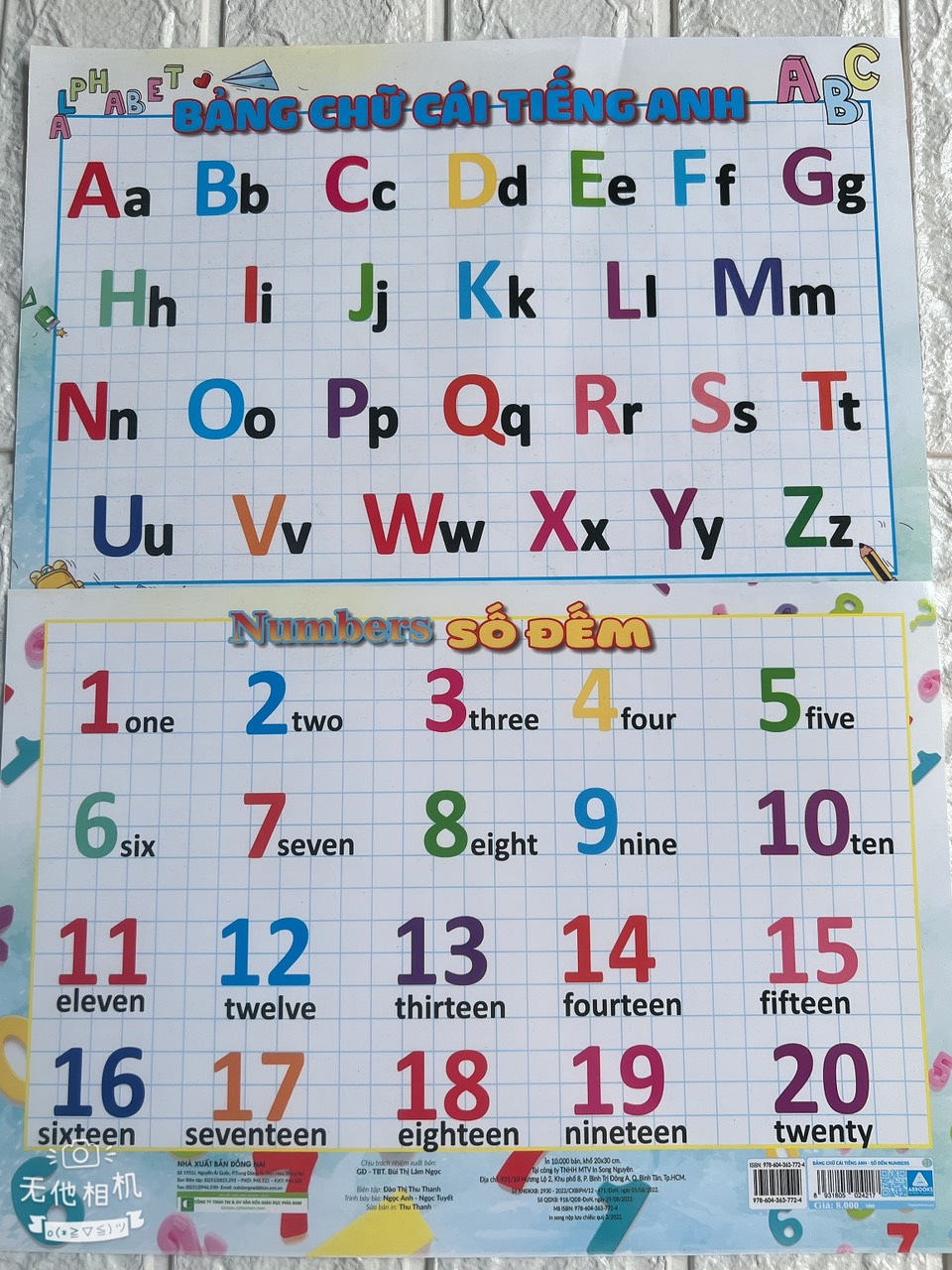 Bảng số number 1-100, bảng chữ cái, bảng âm vần, bảng chữ cái tiếng anh chữ số, phép cộng, tru khổng lồ- kích thước A1