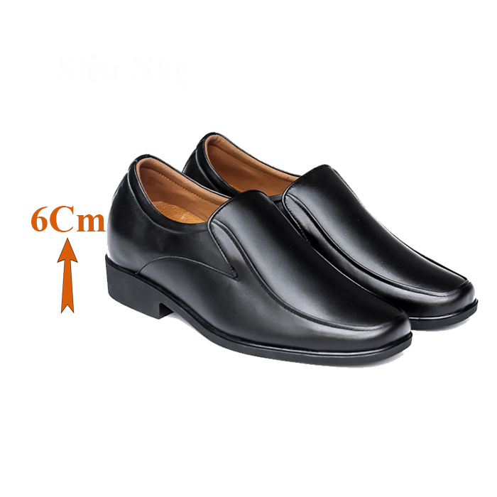 Giày Cao Nam T&TRA Tăng Cao 6Cm- T11 Đen- Chất Liệu Da Bò Cao Cấp, Đế Cao Su Đúc, Phần Tăng Cao Ẩn Bên Trong