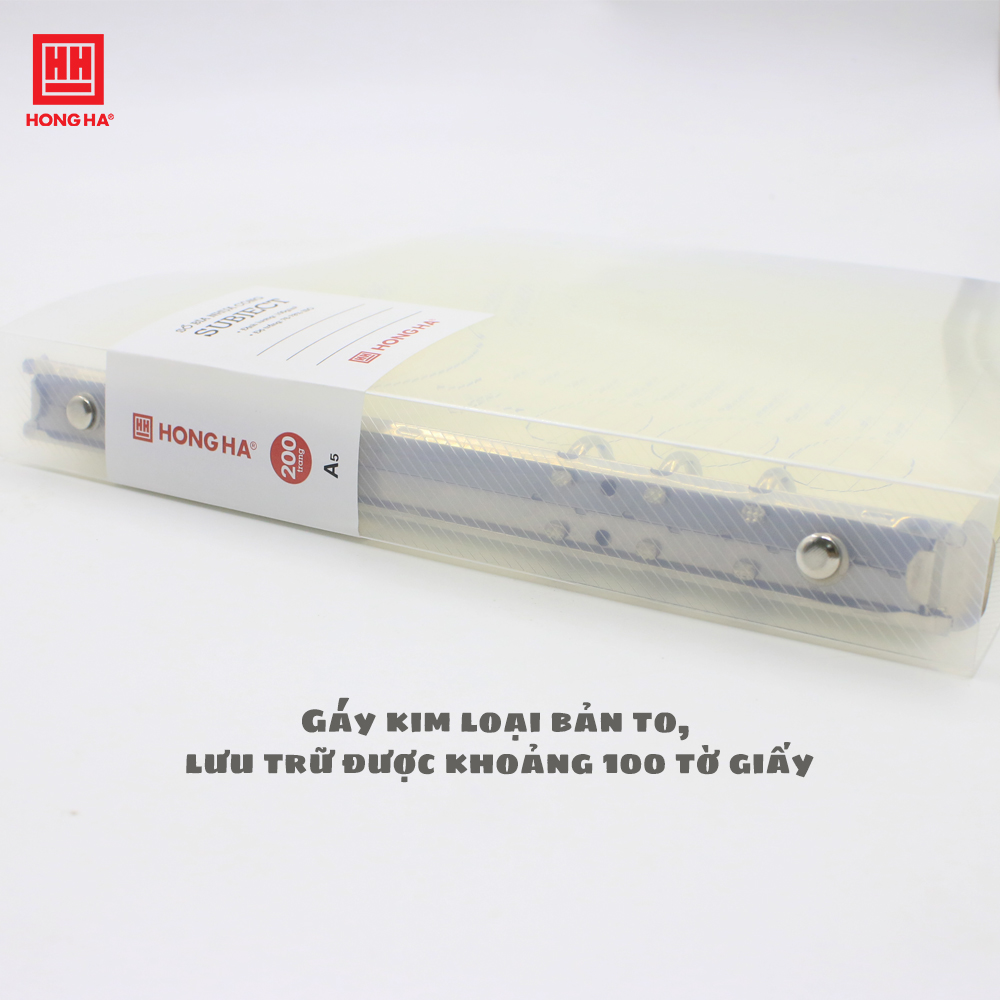 Sổ còng bìa nhựa trong 200 trang Subject Hồng Hà định lượng 100gsm kích thước A5/B5
