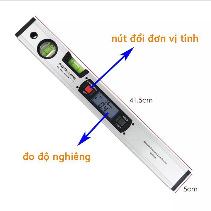 Thước Nivo,Ni vô cân bằng điện tử dài 400mm có sẵn pin - Thước đo góc cân bằng điện tử Li vô