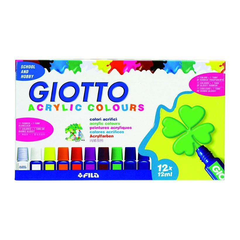 Hộp màu nhập khẩu Italy GIOTTO Acrylic Colours 12 màu dạng tuýp 359000