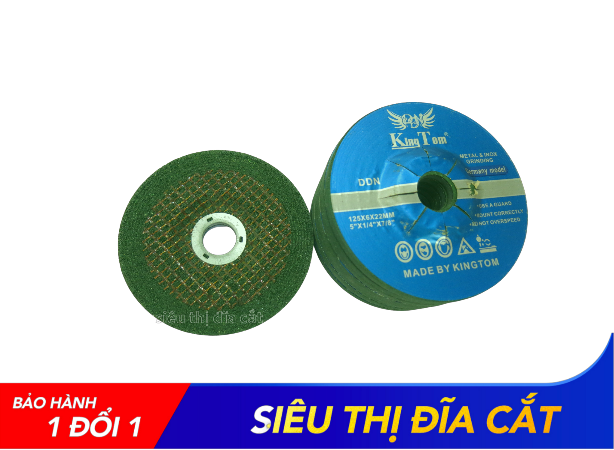 Đá Mài Sắt KingTom Xanh 125 - Lẻ 10 Viên - Mài Sắc Bén Và Hạn Chế Bụi