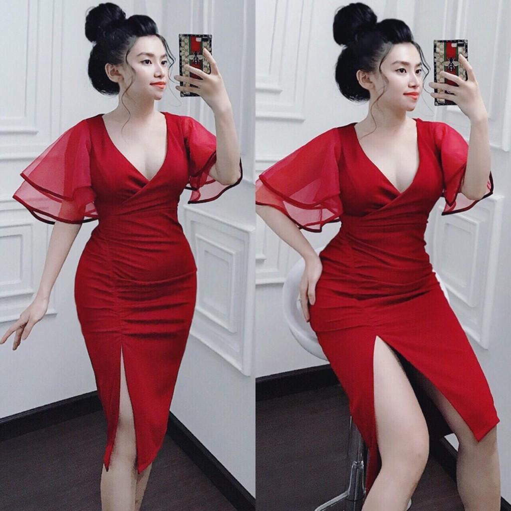 Đầm dự tiệc tay phối ren quyến rũ